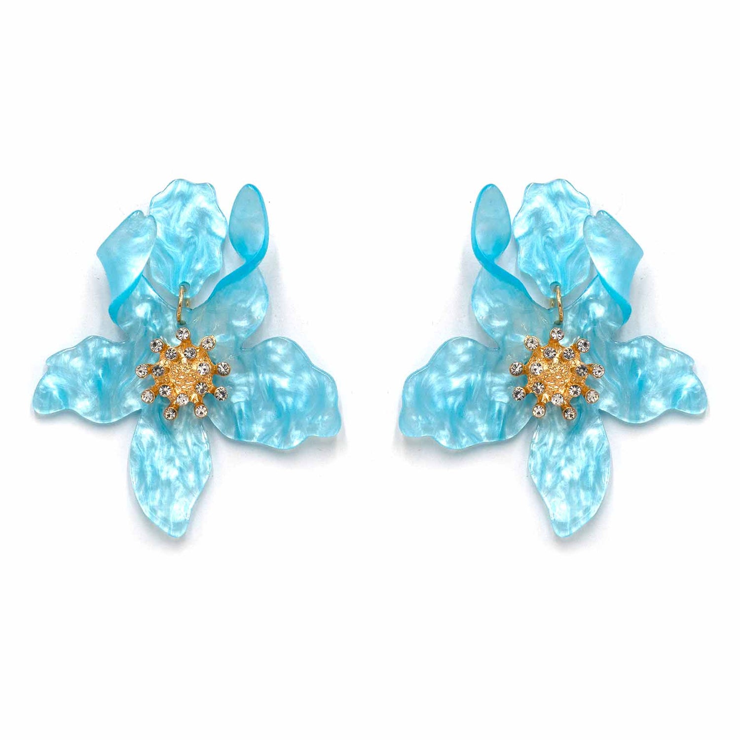 Palestro Milano Orecchini Azzurro cielo Ibisco con zirconi - New colors