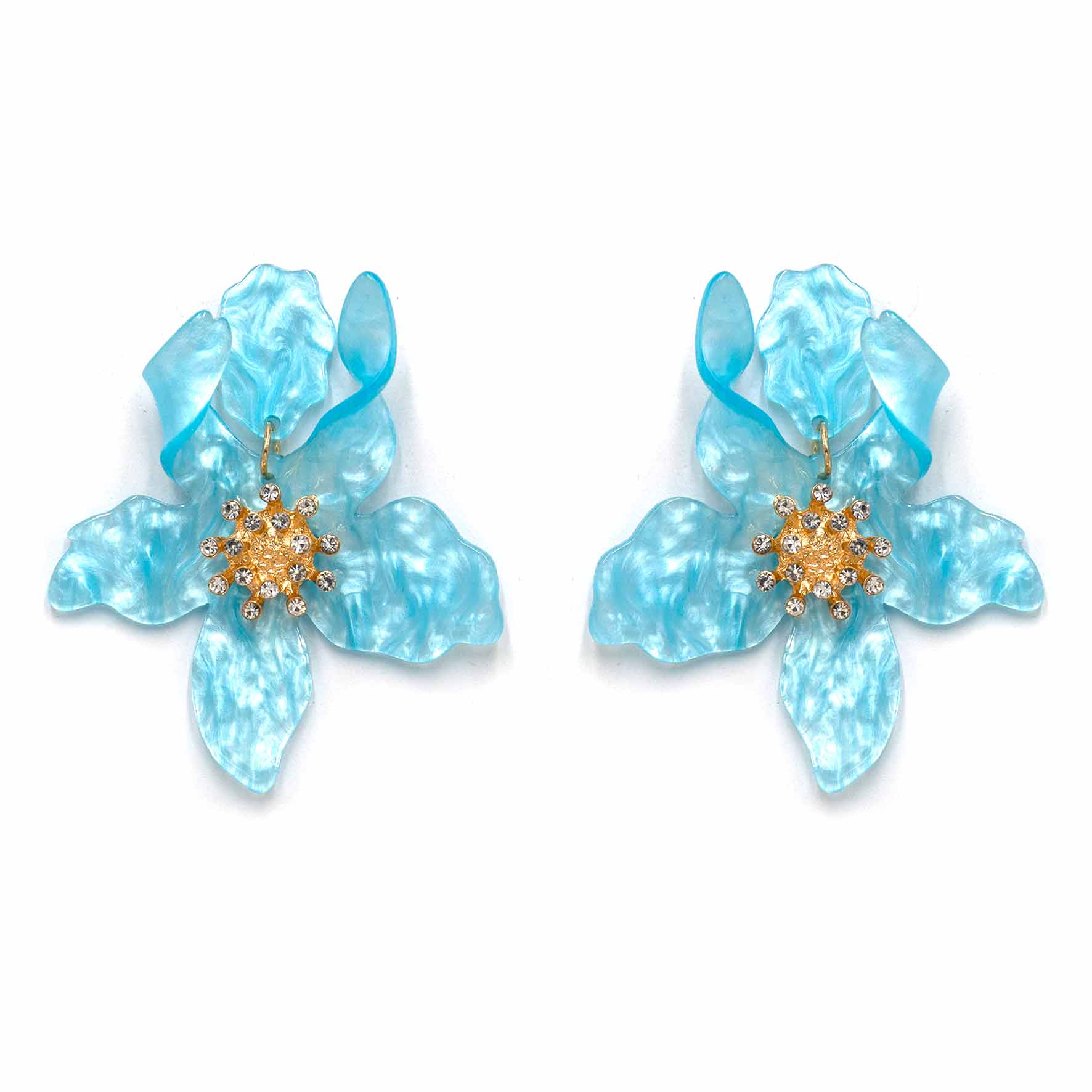 Palestro Milano Orecchini Azzurro cielo Ibisco con zirconi - New colors