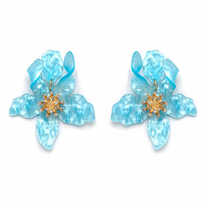 Palestro Milano Orecchini Azzurro cielo Ibisco con zirconi - New colors