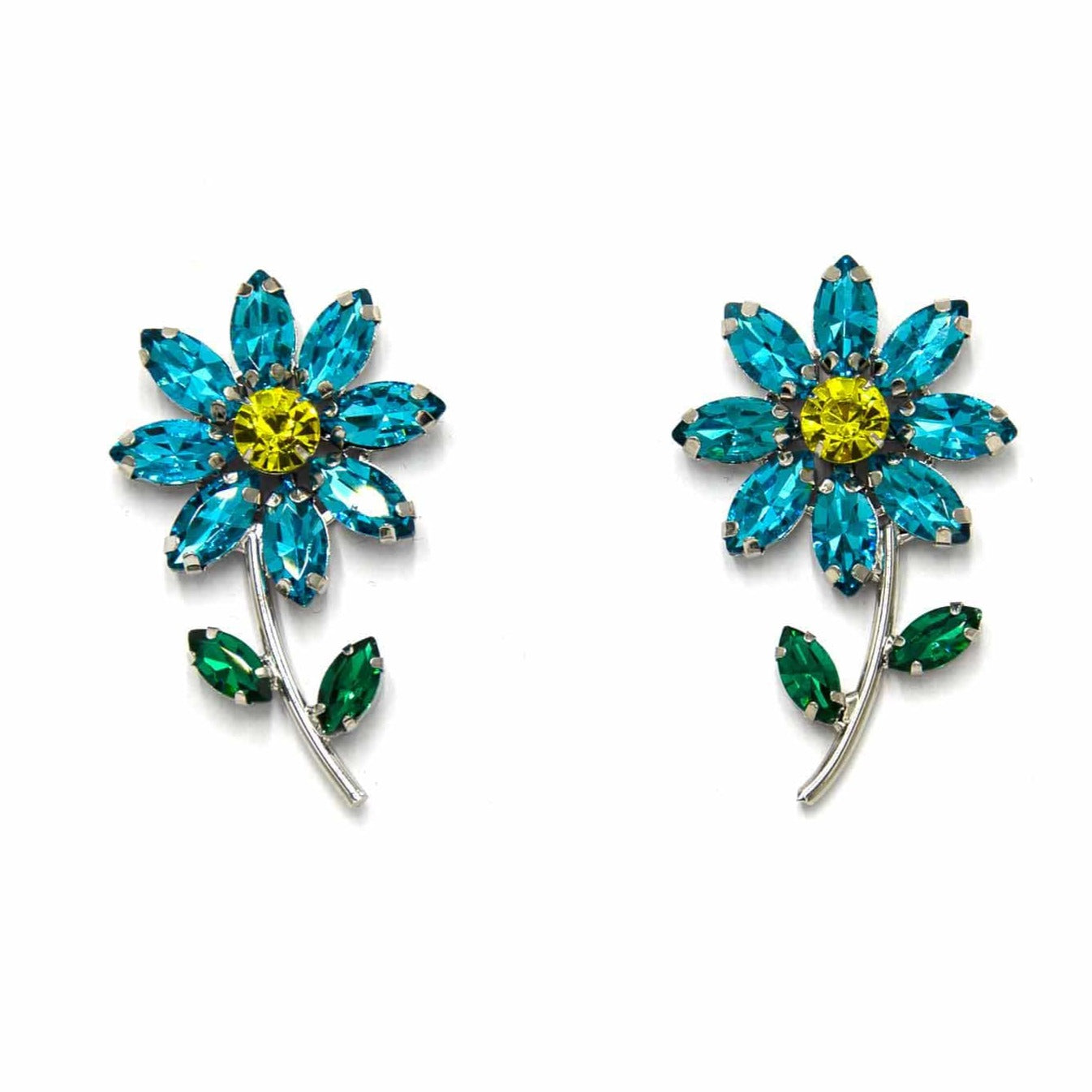 Palestro Milano Orecchini Azzurro Pool Fiorellini Con Gambo - New Collection