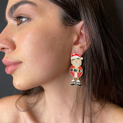 Palestro Milano Orecchini Babbo Natale con barba di perline