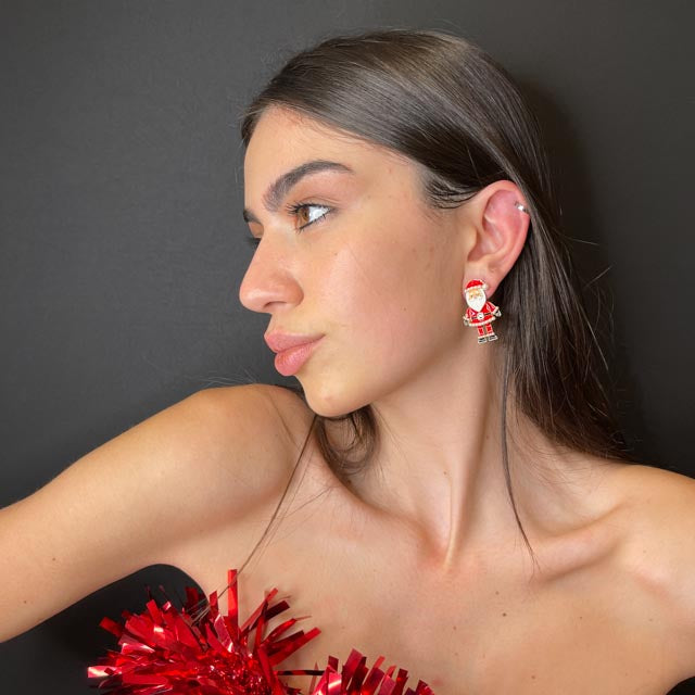 Palestro Milano Orecchini Babbo Natale mini con perline