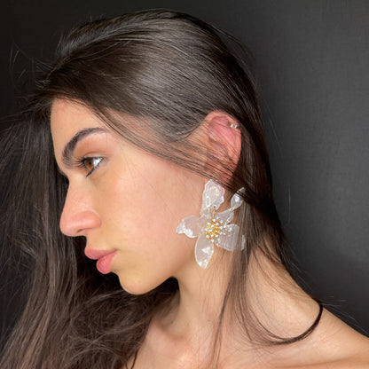 Palestro Milano Orecchini Bianco Trasparente Ibisco con zirconi - New colors