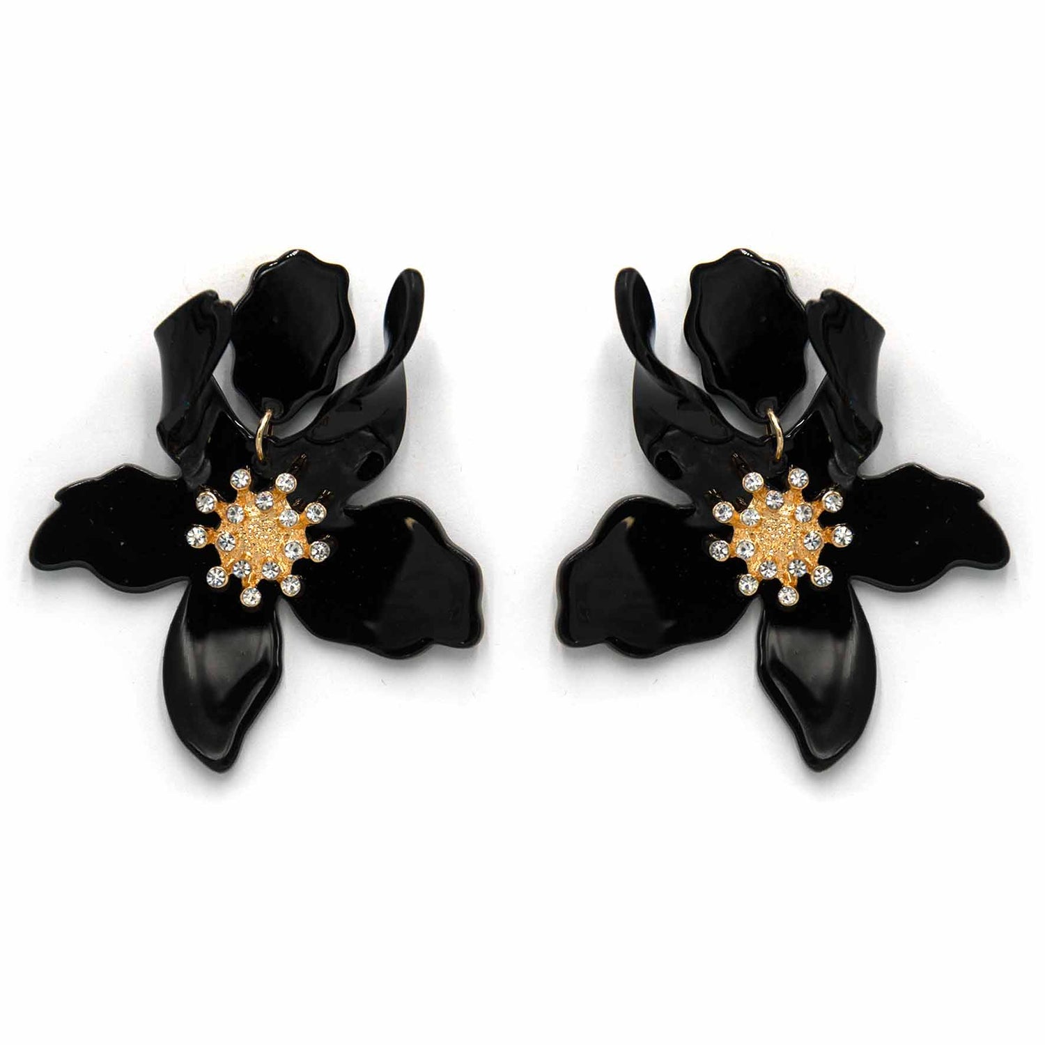 Palestro Milano Orecchini Black Ibisco con zirconi - New colors