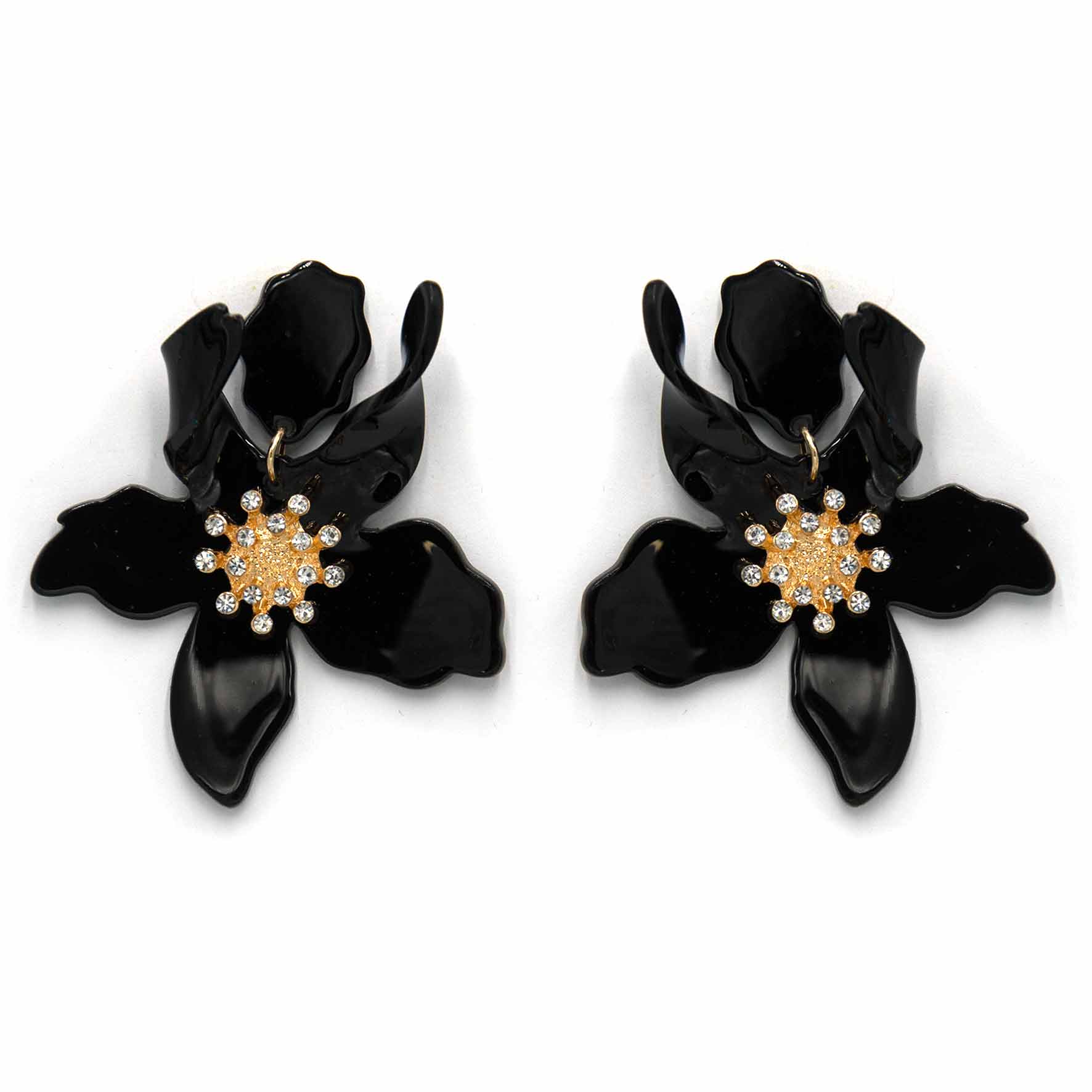 Palestro Milano Orecchini Black Ibisco con zirconi - New colors