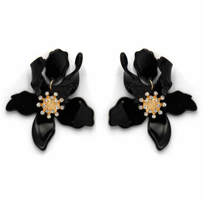 Palestro Milano Orecchini Black Ibisco con zirconi - New colors