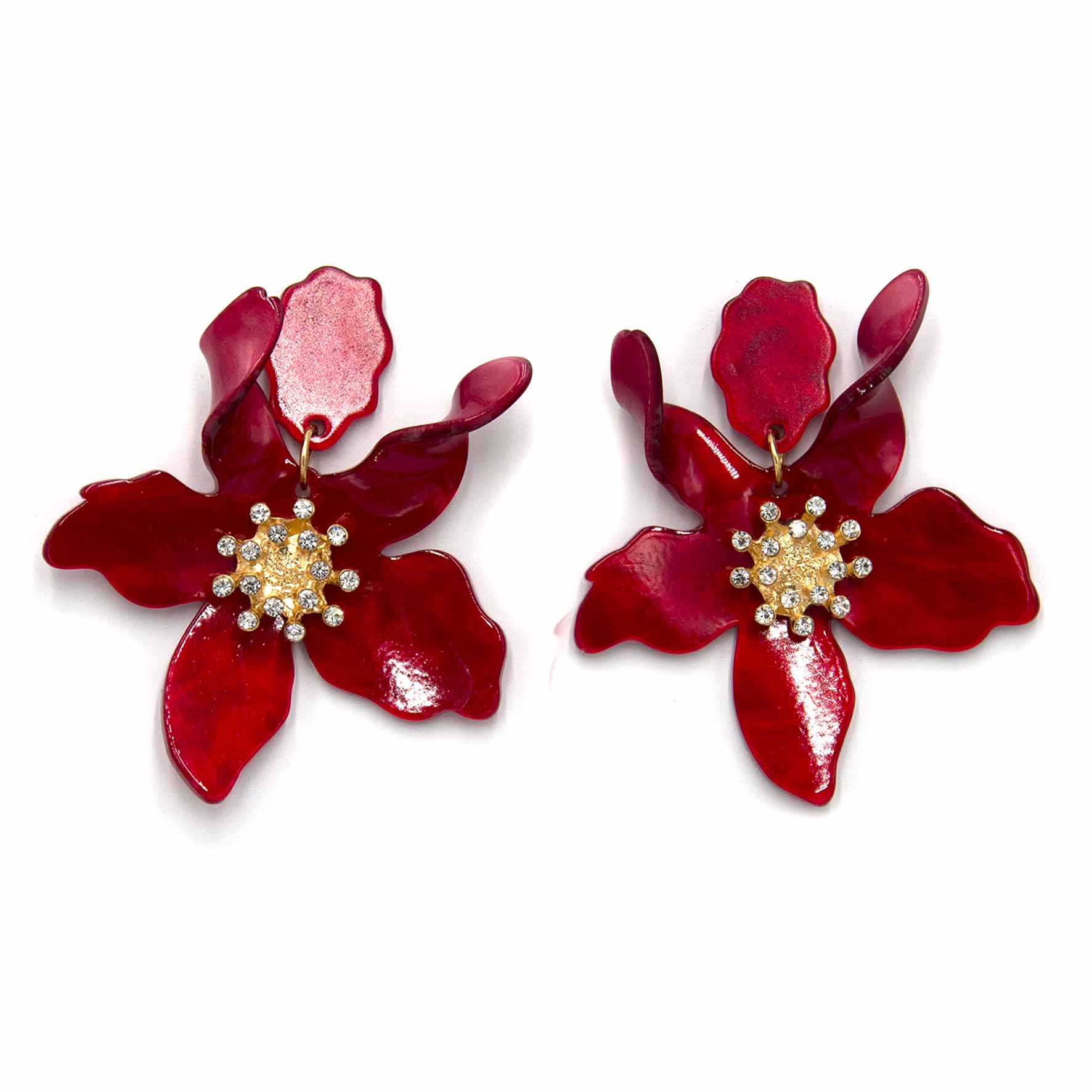 Palestro Milano Orecchini Blood Red Ibisco con zirconi - New colors