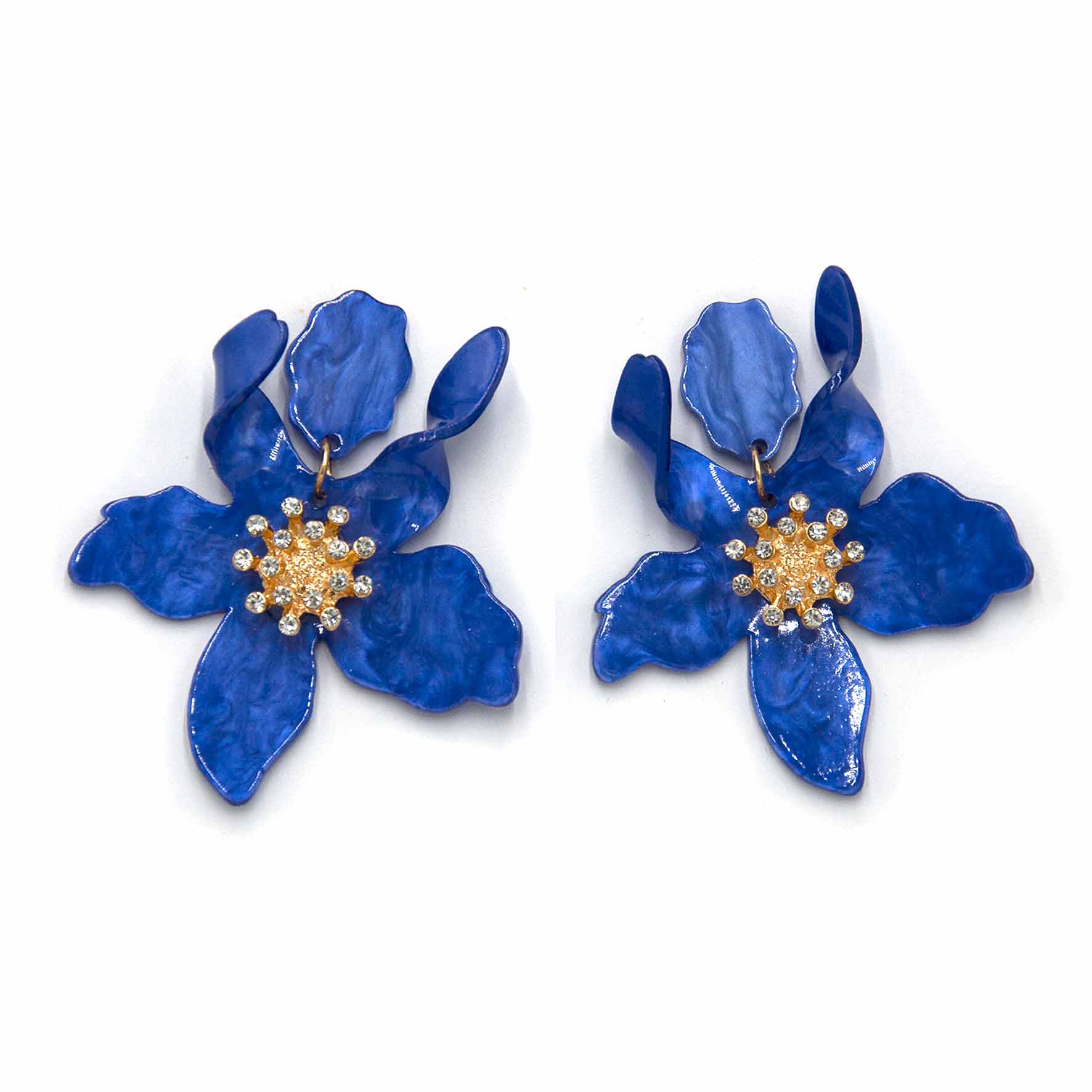 Palestro Milano Orecchini Blu Oceano Ibisco con zirconi - New colors