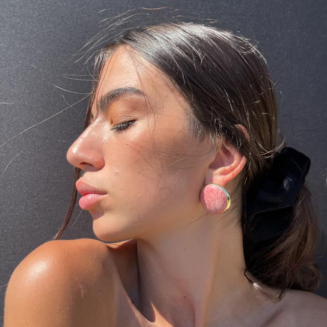 Palestro Milano Orecchini Bottone marmo pink