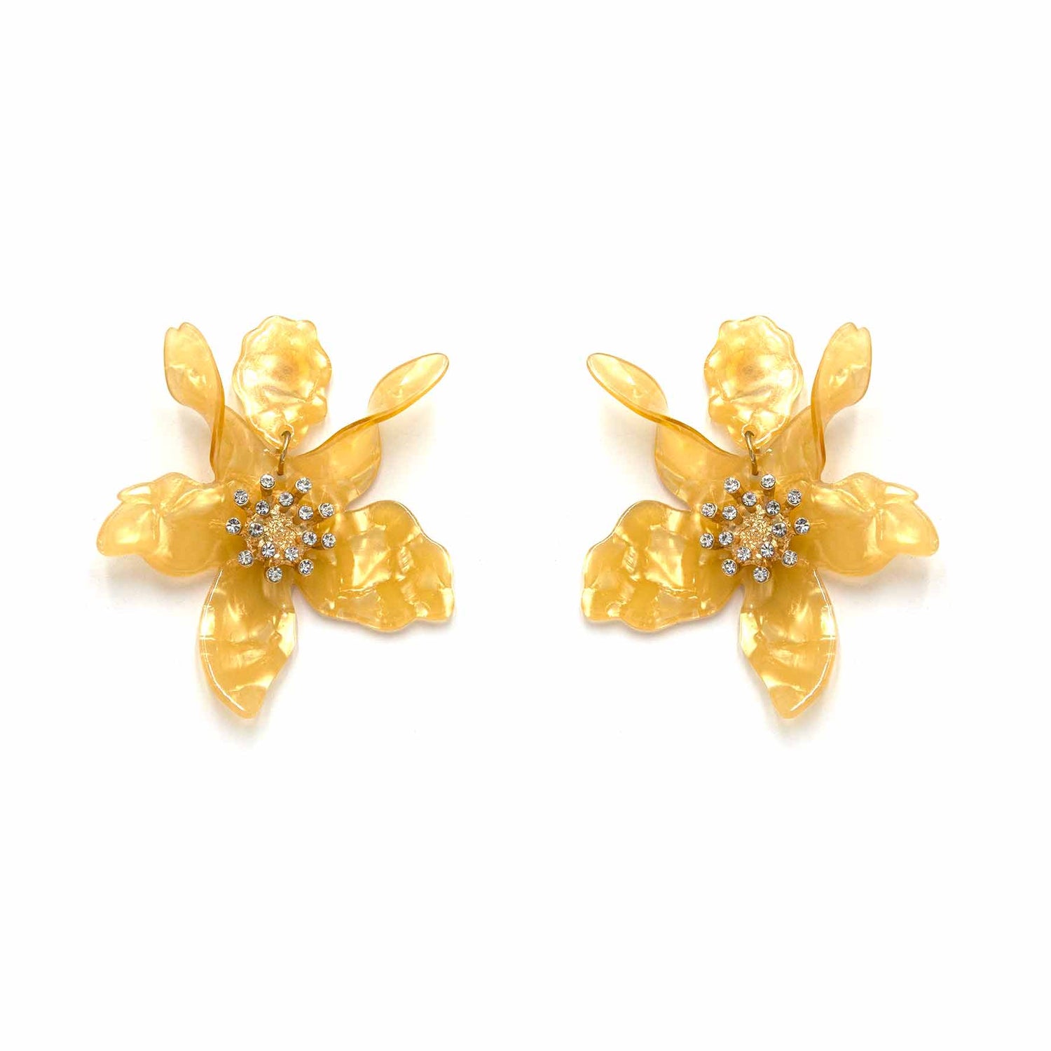 Palestro Milano Orecchini Champagne Ibisco con zirconi - New colors