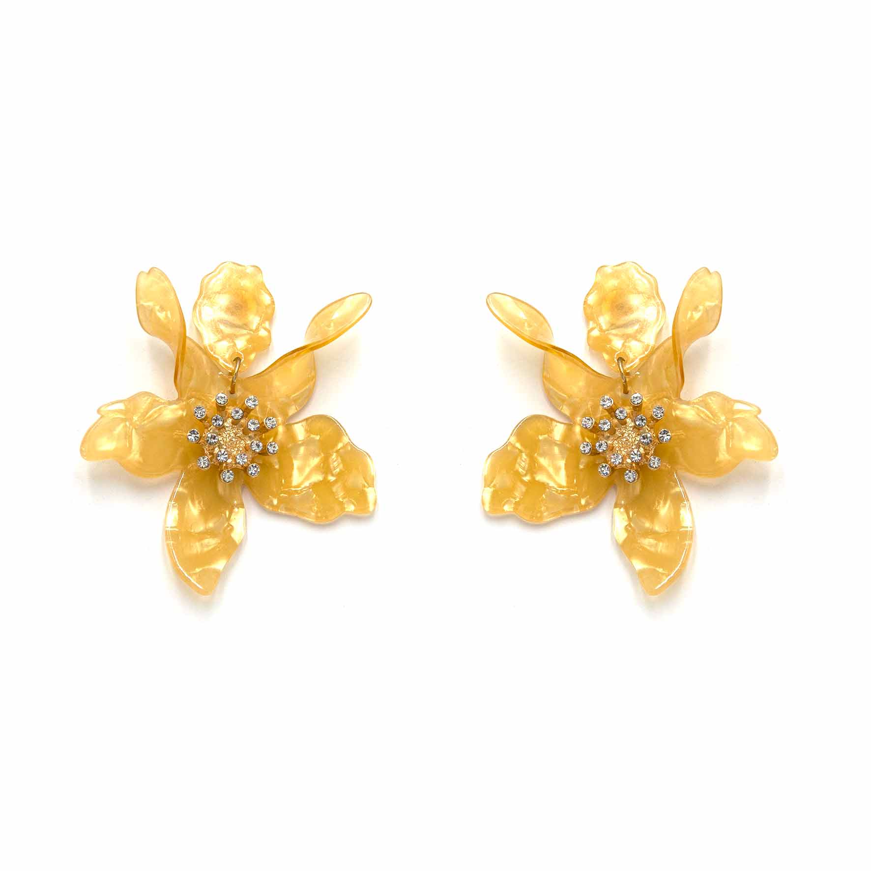 Palestro Milano Orecchini Champagne Ibisco con zirconi - New colors