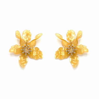 Palestro Milano Orecchini Champagne Ibisco con zirconi - New colors