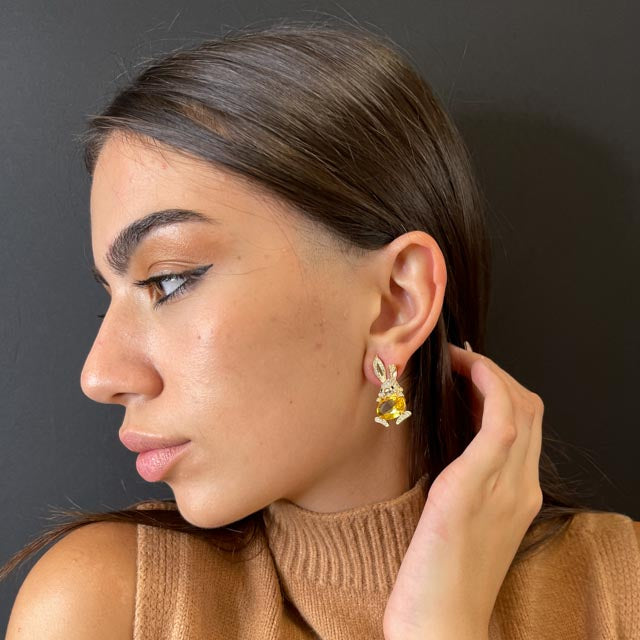 Palestro Milano Orecchini Coniglietto 925 zirconi e pietra