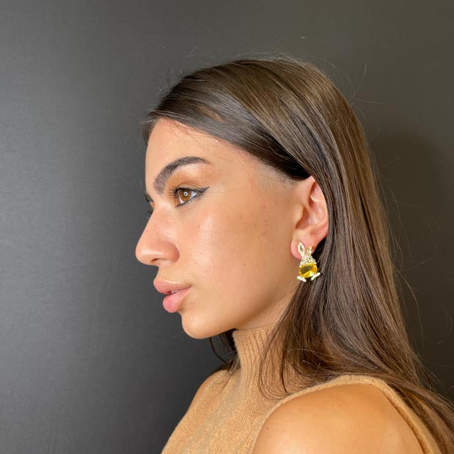 Palestro Milano Orecchini Coniglietto 925 zirconi e pietra