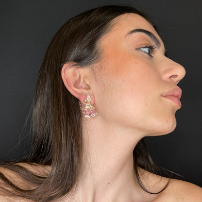 Palestro Milano Orecchini Coniglietto 925 zirconi e pietra