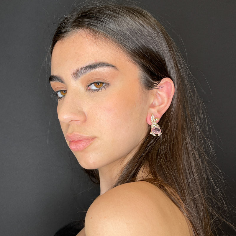 Palestro Milano Orecchini Coniglietto 925 zirconi e pietra