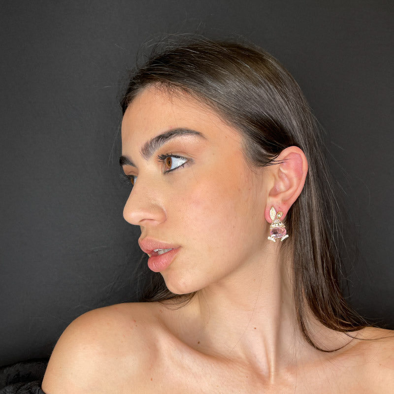 Palestro Milano Orecchini Coniglietto 925 zirconi e pietra