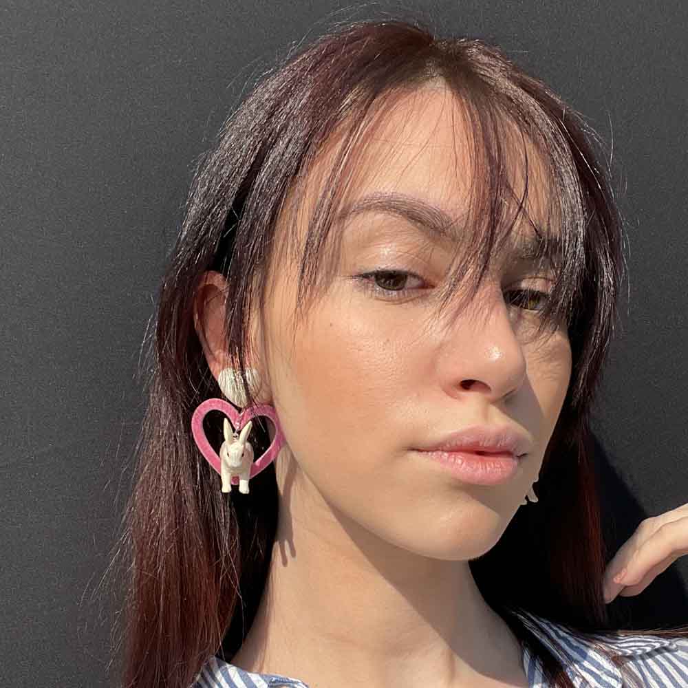 Palestro Milano Orecchini Coniglietto cuore rosa