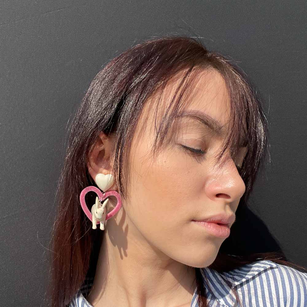 Palestro Milano Orecchini Coniglietto cuore rosa