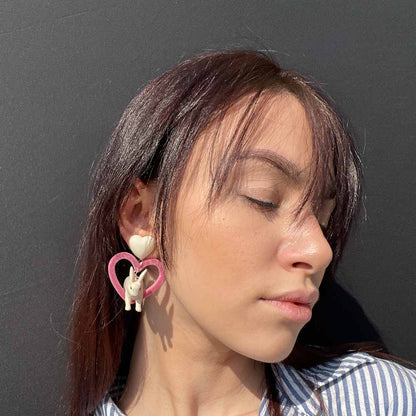 Palestro Milano Orecchini Coniglietto cuore rosa