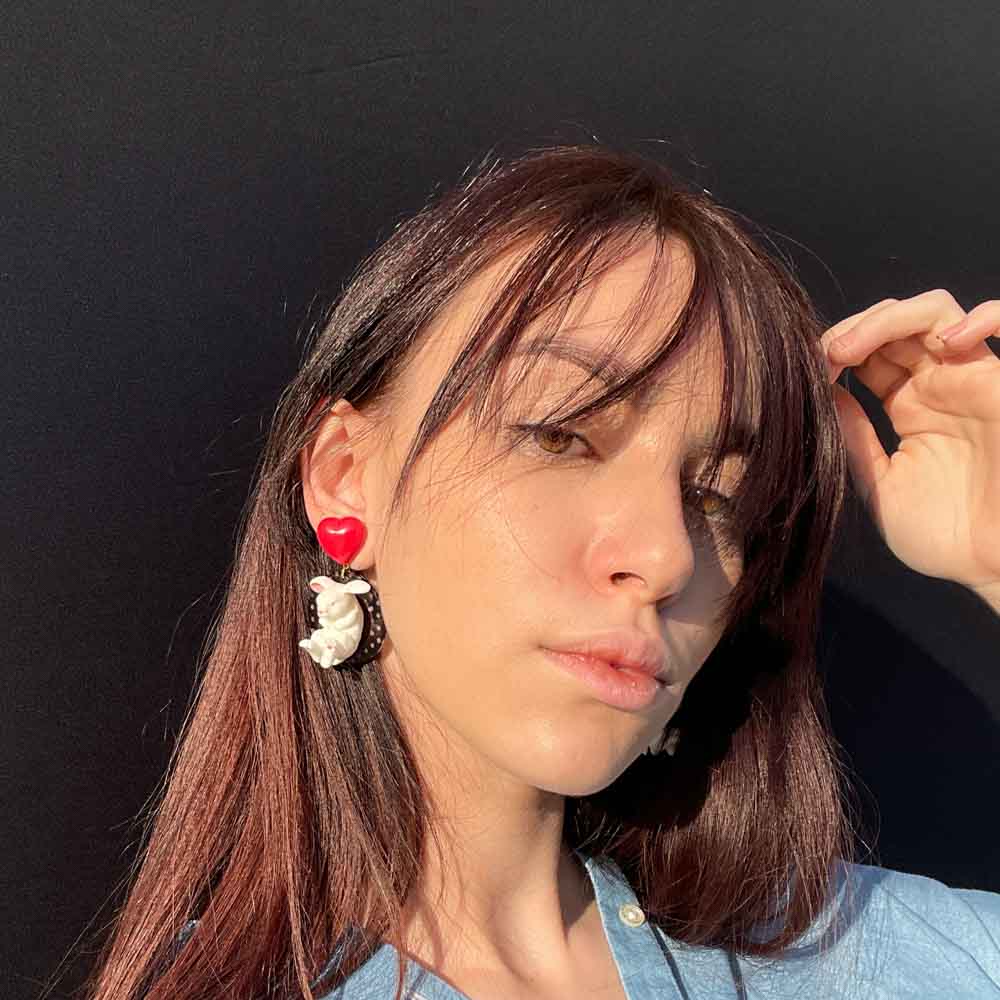 Palestro Milano Orecchini Coniglietto tondo a pois