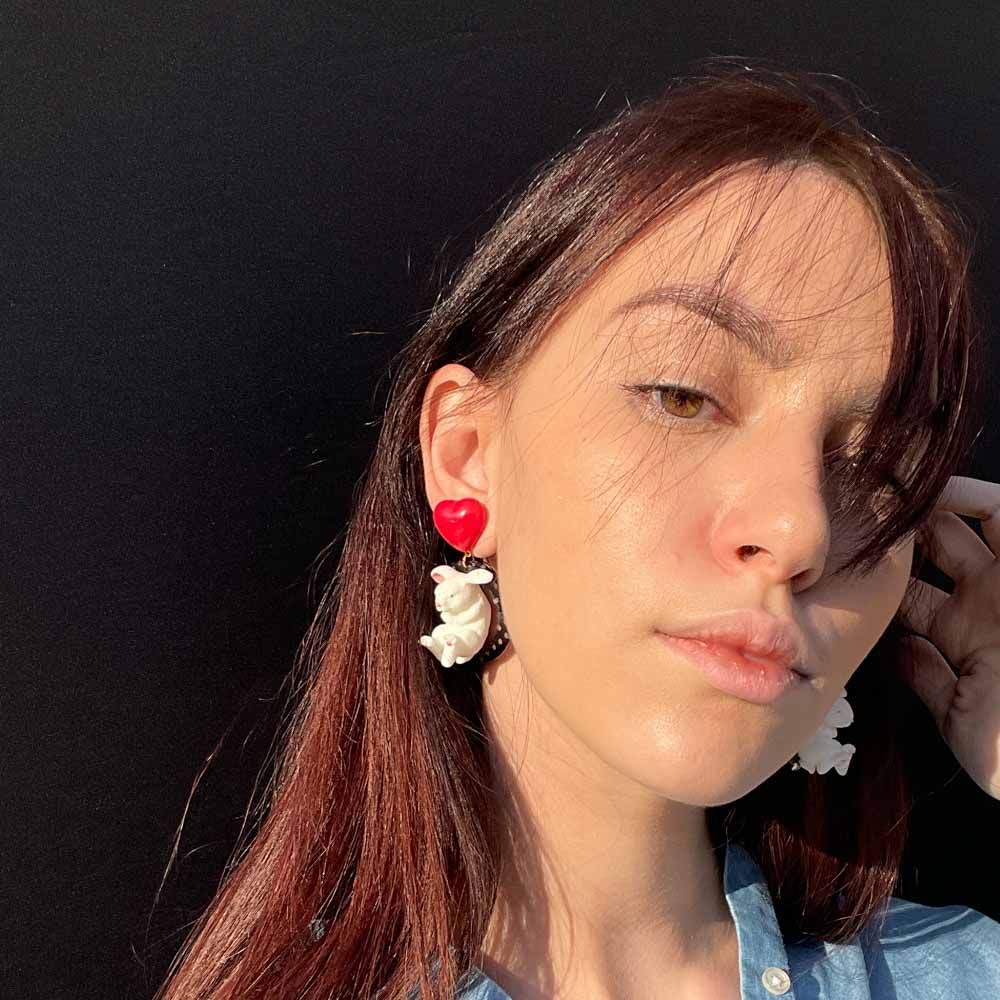 Palestro Milano Orecchini Coniglietto tondo a pois