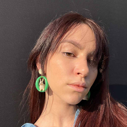 Palestro Milano Orecchini Coniglietto tondo verde