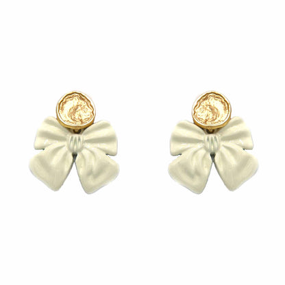 Palestro Milano Orecchini Creamy Fiocchetti con bottone dorato