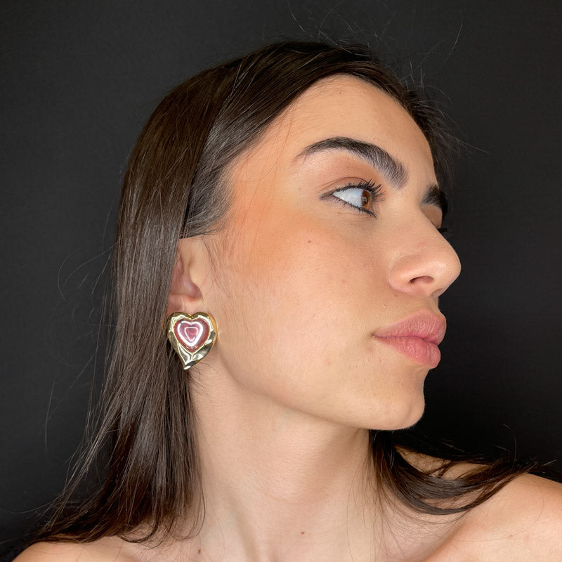 Palestro Milano Orecchini Cuore pietra pink