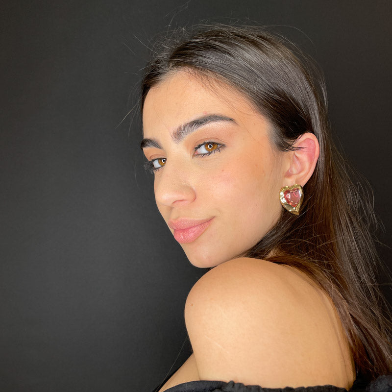 Palestro Milano Orecchini Cuore pietra pink