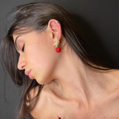 Palestro Milano Orecchini Fiocchetti gold con pallina