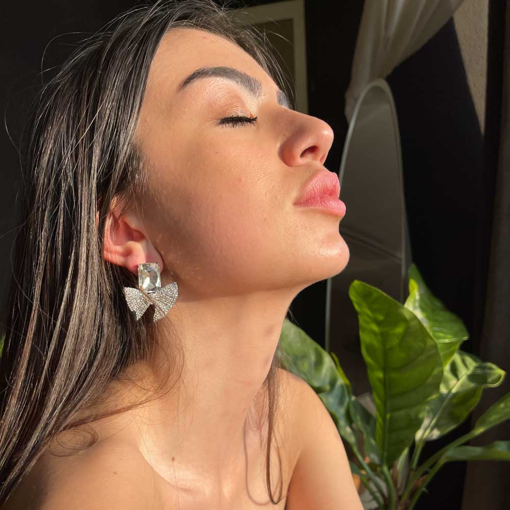 Palestro Milano Orecchini Fiocchetto con Pietra di Cristallo