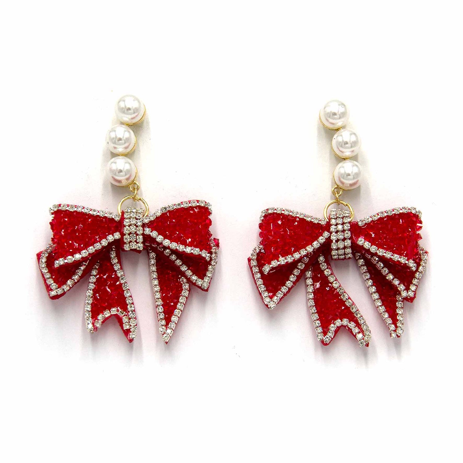 Palestro Milano Orecchini Fiocco Rosso Luccicoso