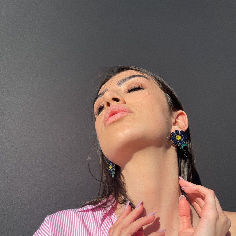 Palestro Milano Orecchini Fiorellini con fogliolina