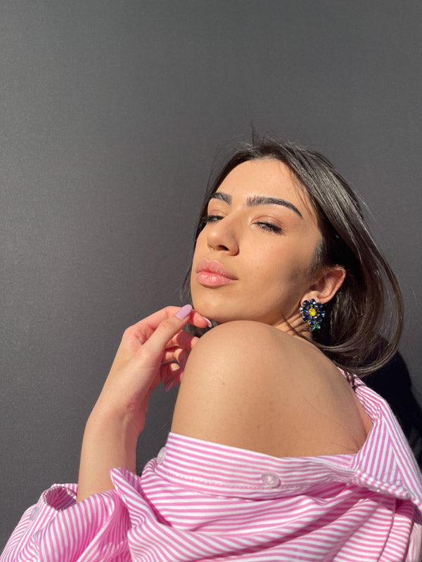 Palestro Milano Orecchini Fiorellini con fogliolina