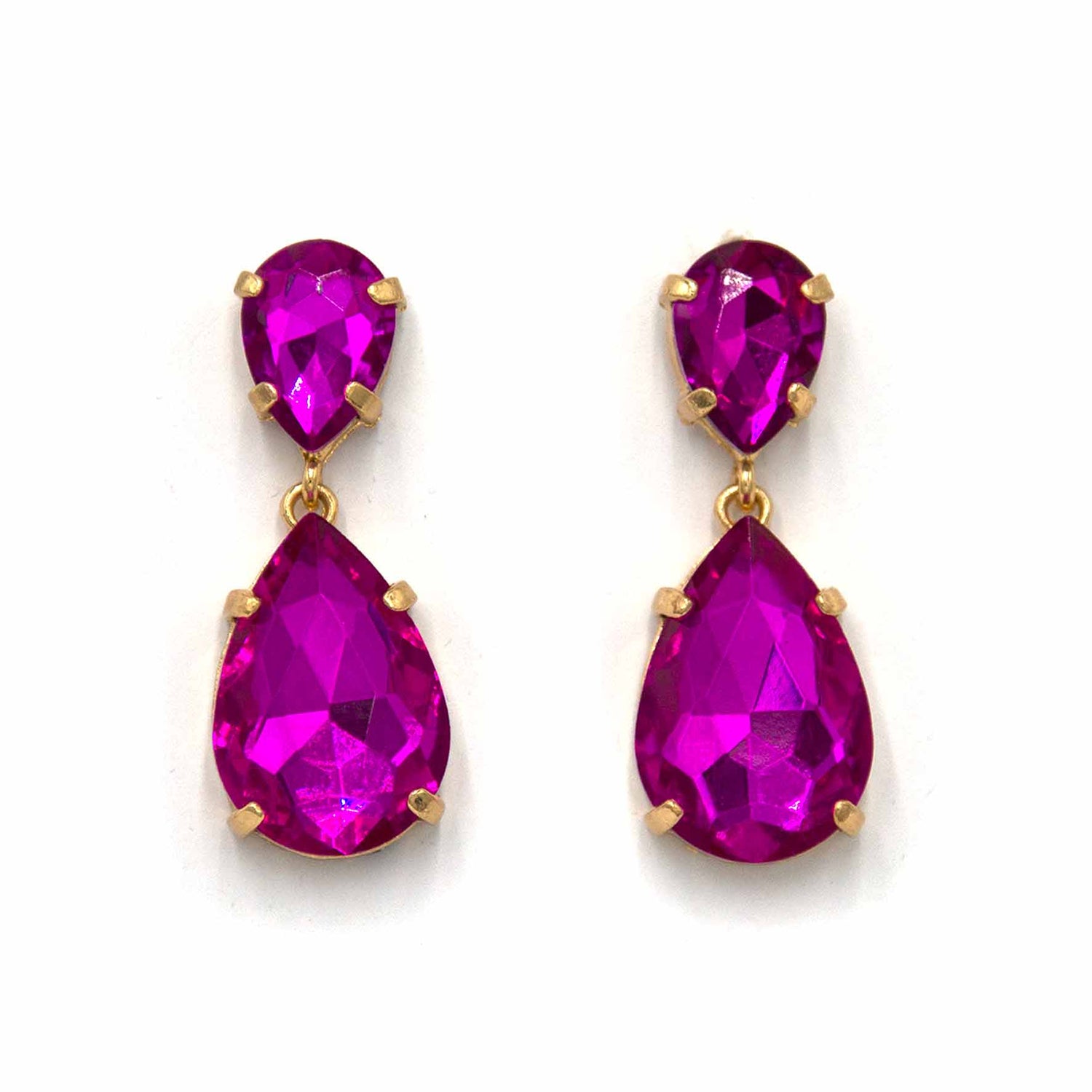 Palestro Milano Orecchini Fucsia Goccia di Cristallo