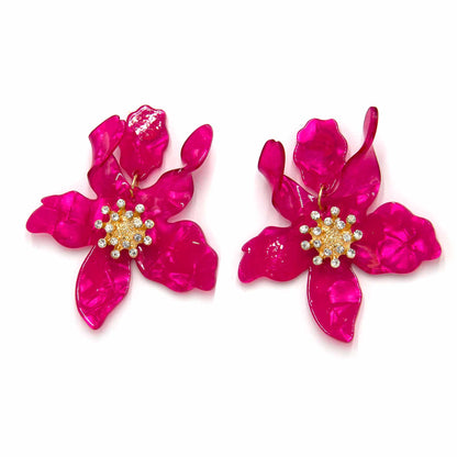 Palestro Milano Orecchini Fucsia Ibisco con zirconi - New colors