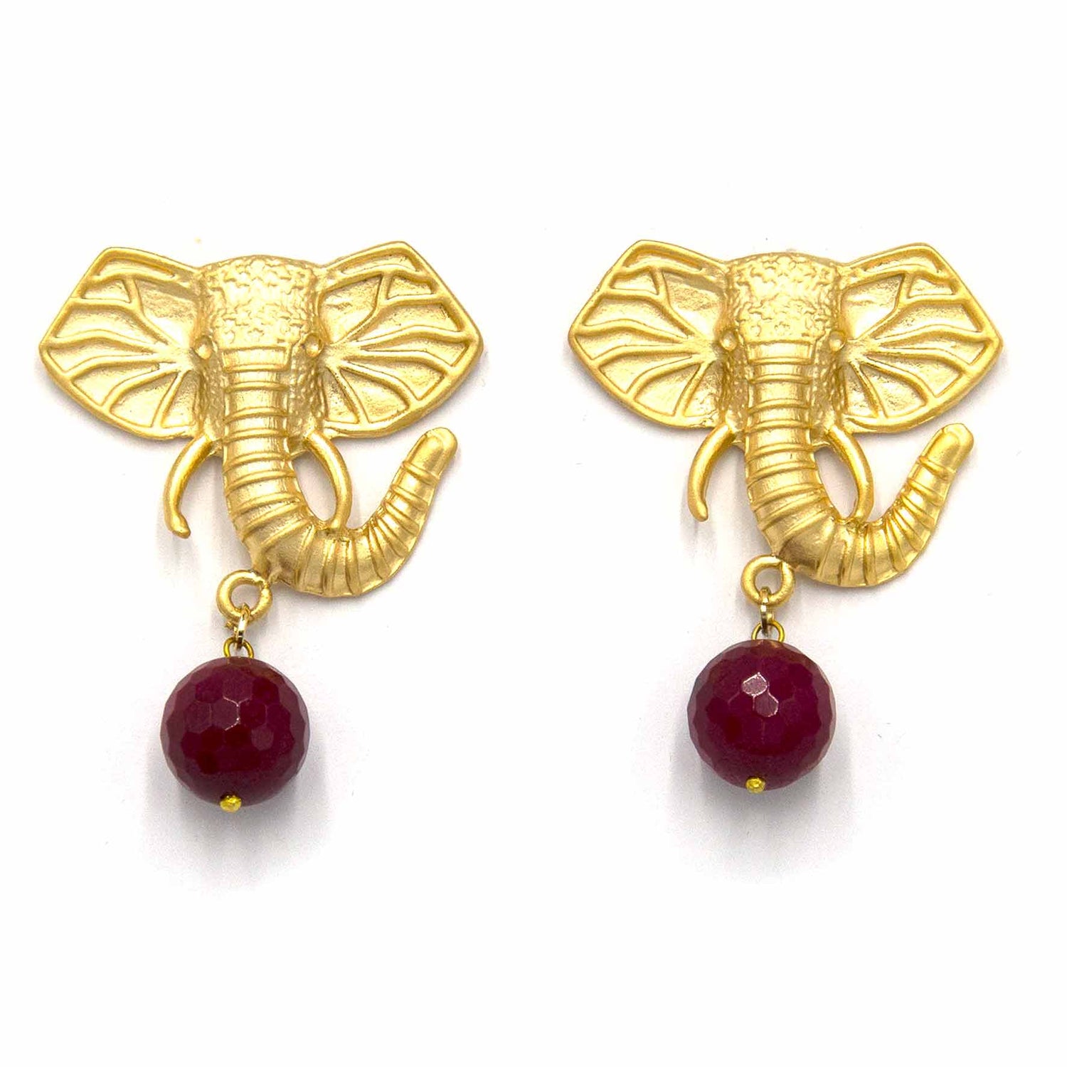 Palestro Milano Orecchini Gold opaco + pallina bordeaux Elefante