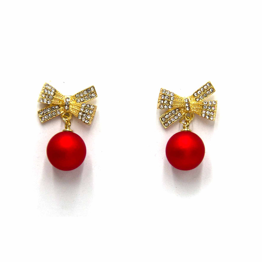 Palestro Milano Orecchini Pallina rossa Fiocchetti gold con pallina