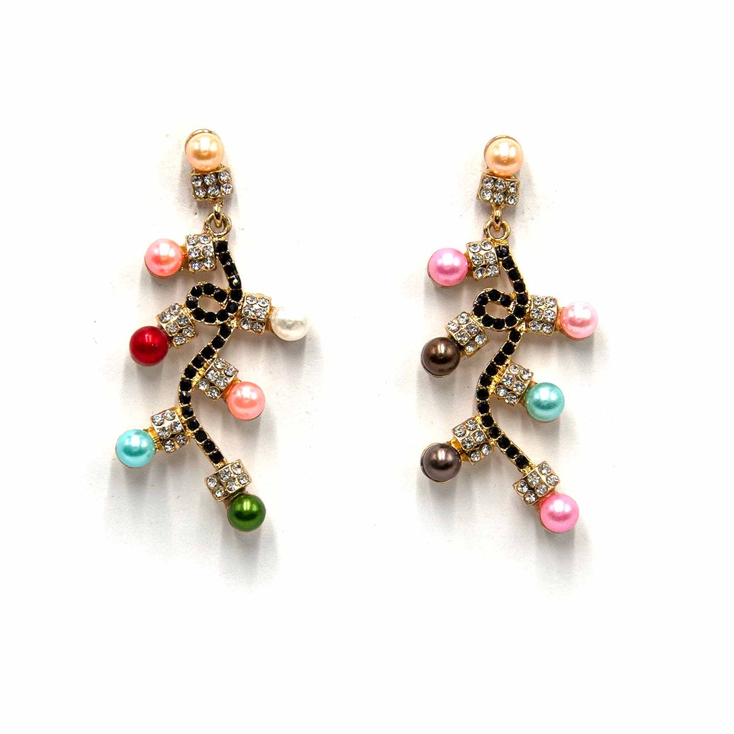 Palestro Milano Orecchini Perline Multicolor Luci Natalizie