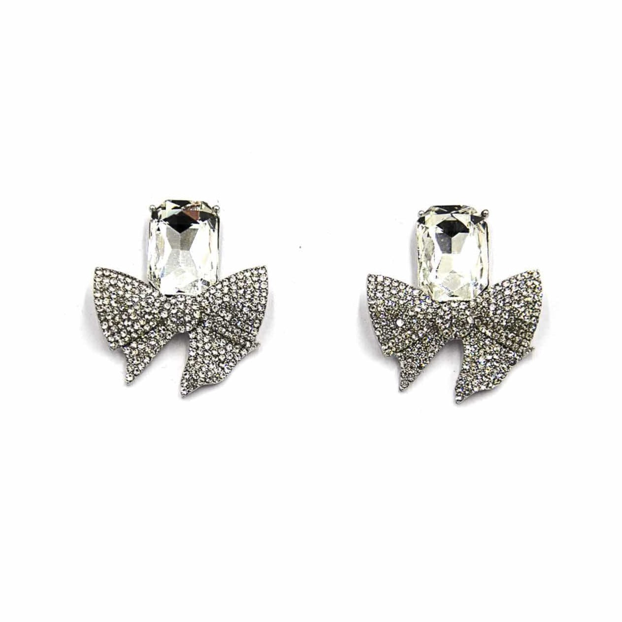 Palestro Milano Orecchini Pietra Silver Fiocchetto con Pietra di Cristallo