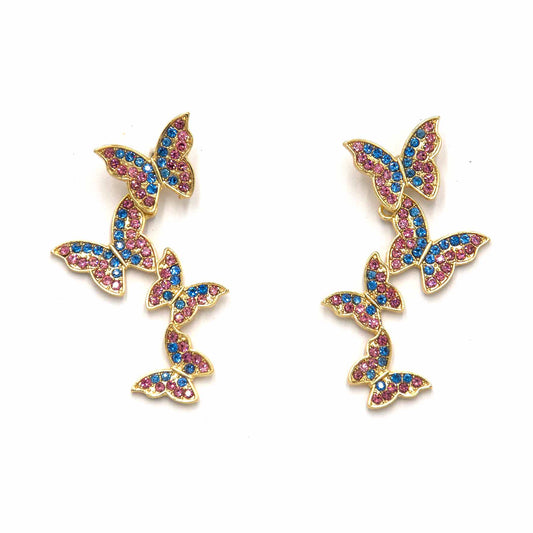 Palestro Milano Orecchini Pink/Azzurro Polvere Farfalle incantate