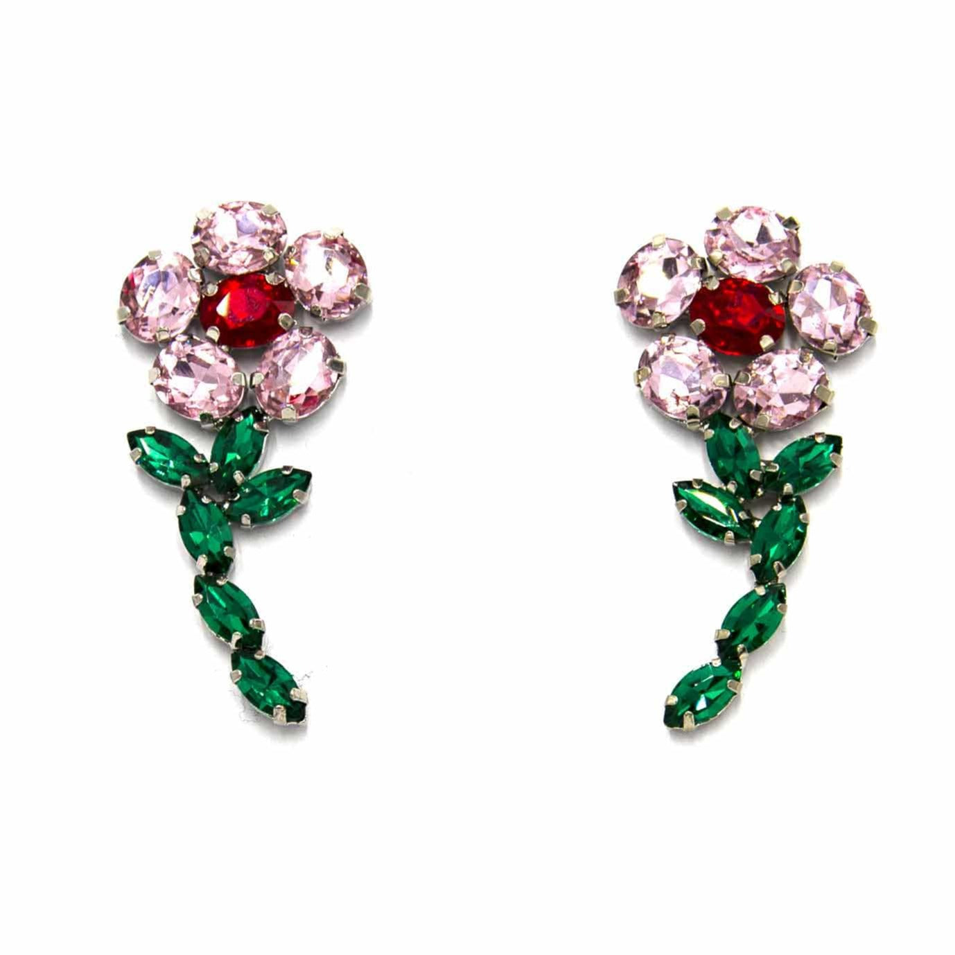 Palestro Milano Orecchini Pink Fiorellini Con Gambo di Zirconi - New Collection