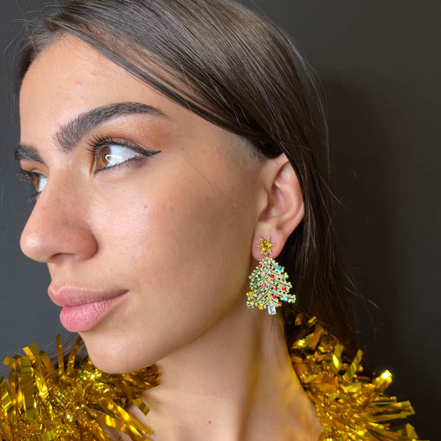 Palestro Milano Orecchini Pino con palline di Natale