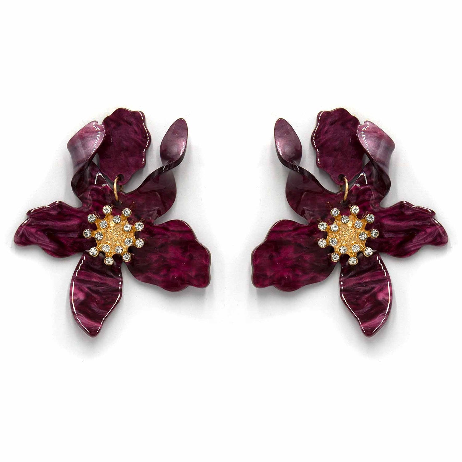 Palestro Milano Orecchini Prugna Ibisco con zirconi - New colors