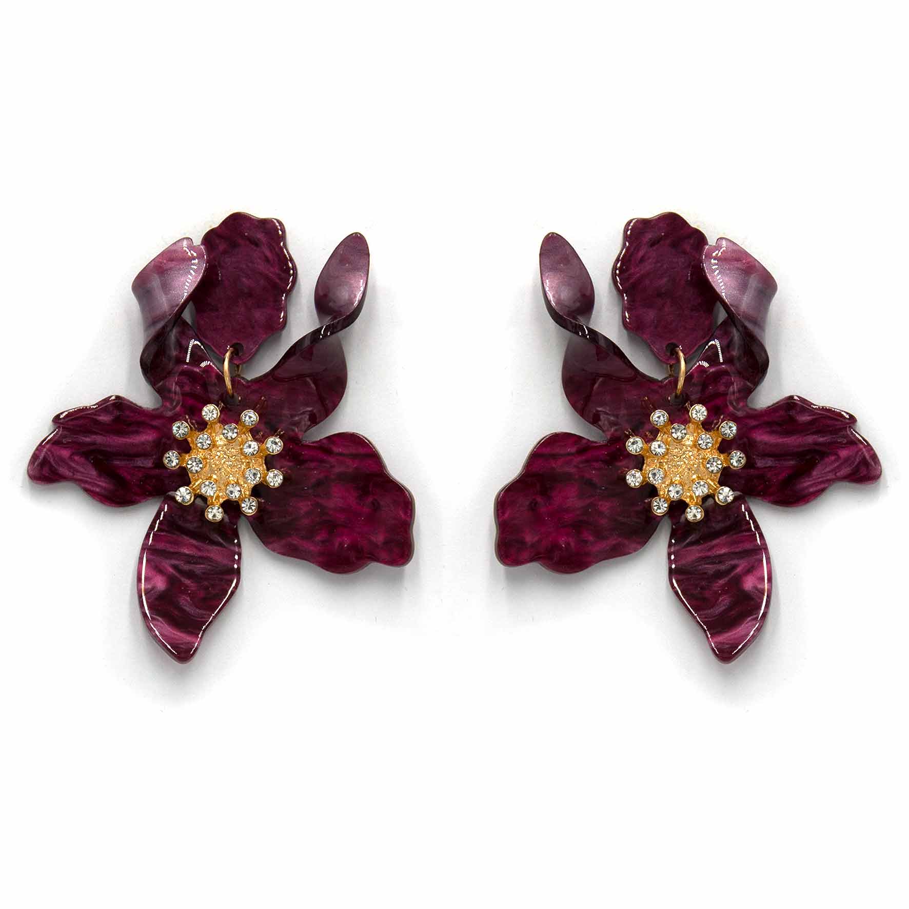 Palestro Milano Orecchini Prugna Ibisco con zirconi - New colors