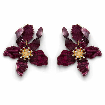 Palestro Milano Orecchini Prugna Ibisco con zirconi - New colors