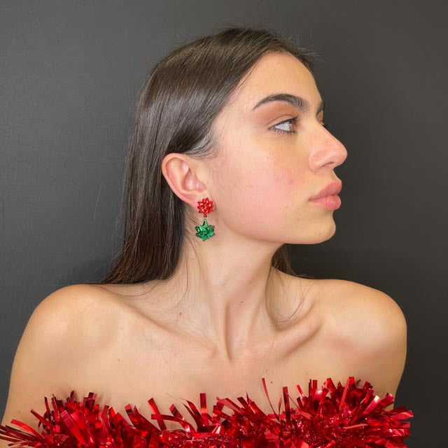 Palestro Milano Orecchini Red/Green Fiocco Regalo