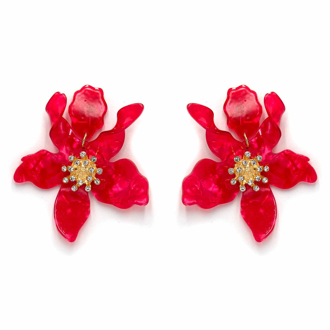 Palestro Milano Orecchini Rosso Corallo Ibisco con zirconi - New colors