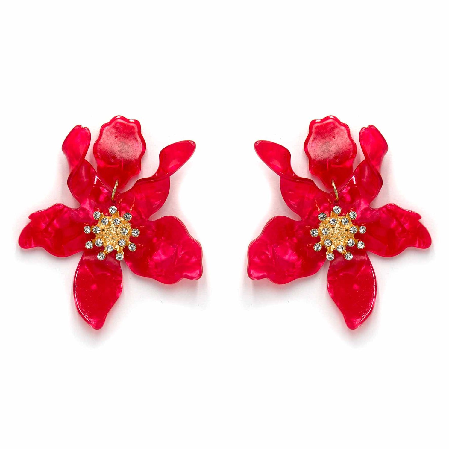 Palestro Milano Orecchini Rosso Corallo Ibisco con zirconi - New colors